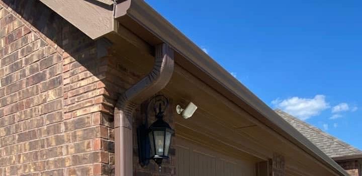 The painted roof and the gutter that was installed match exactly.
